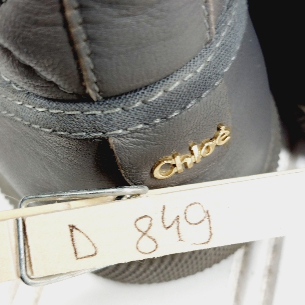 Chloé Gray Leather Lace Up Quilted High Top Casual Sneakers D849 - Picture 12 of 12